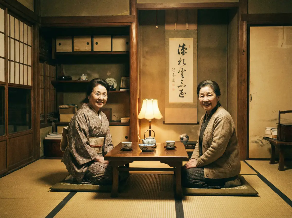 两位优雅的 强上-强上影视最新原创与精选视频|强上 在日式茶室中品茶交谈